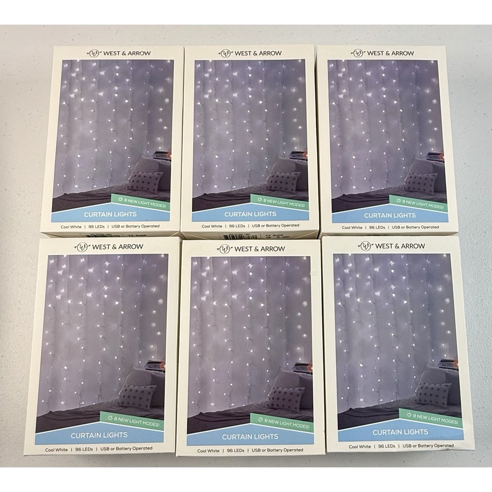*BRAND NEW* West & Arrow Led Curtain Lights Cool White 6 Boxes Of 96 USB Hooks